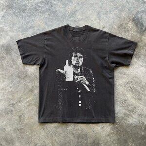MICHAEL JACKSON MIDDLE FINGER VINTAGE WASHED BLACK T-SHIRT